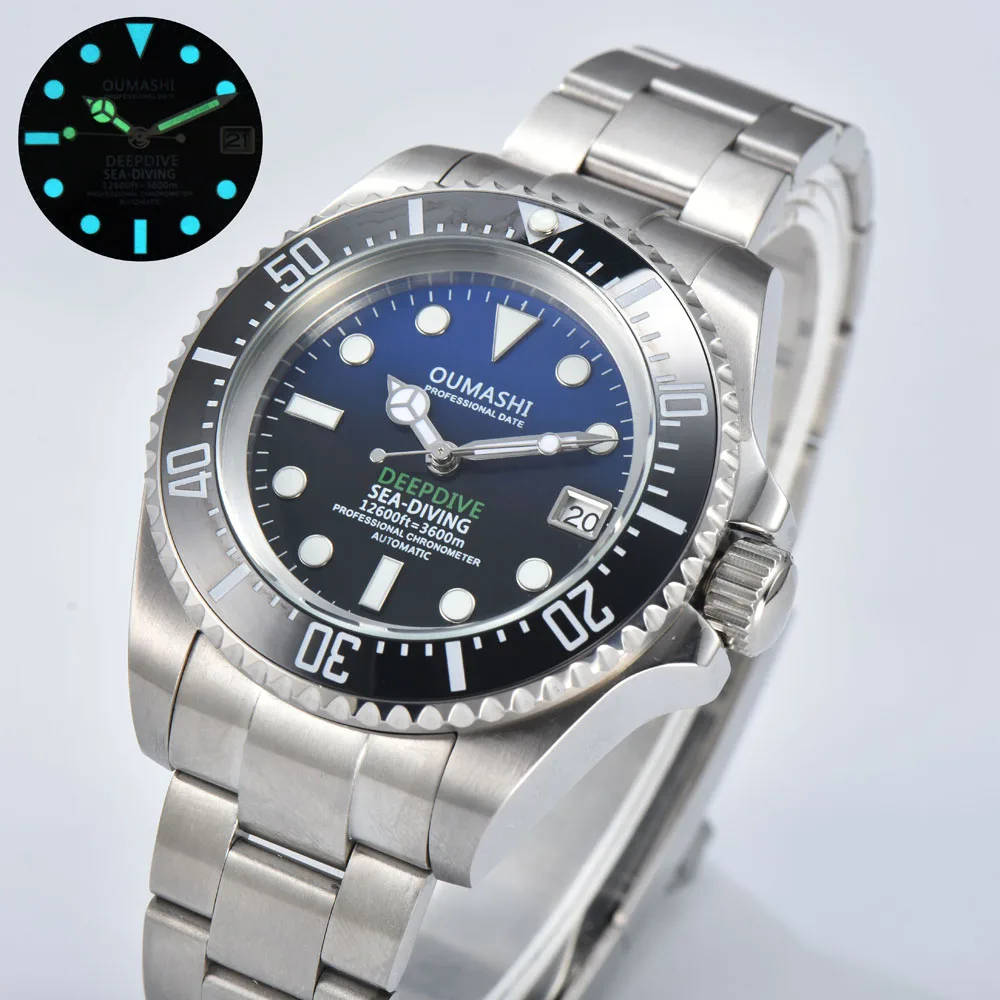 44mm NH35 automatic wristwatches for men with Japanese genuine NH35 automatic movement deep sea mechanical watch customize logo
