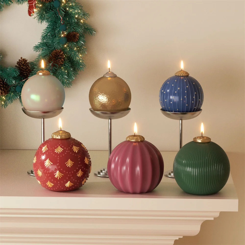 Nicole Christmas Bauble Candle Silicone Mold DIY Scented Candle Making Mould Xmas Gifts Tools Home Decoration