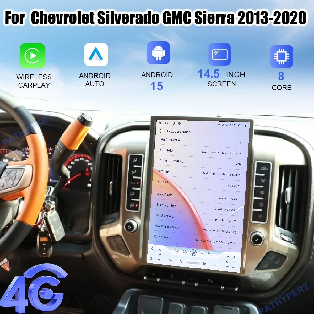 

Android 15 For Chevrolet Silverado GMC Sierra 2013-2020 14.5" Car Multimedia Player Radio Carplay GPS Navigation Head Unit 360