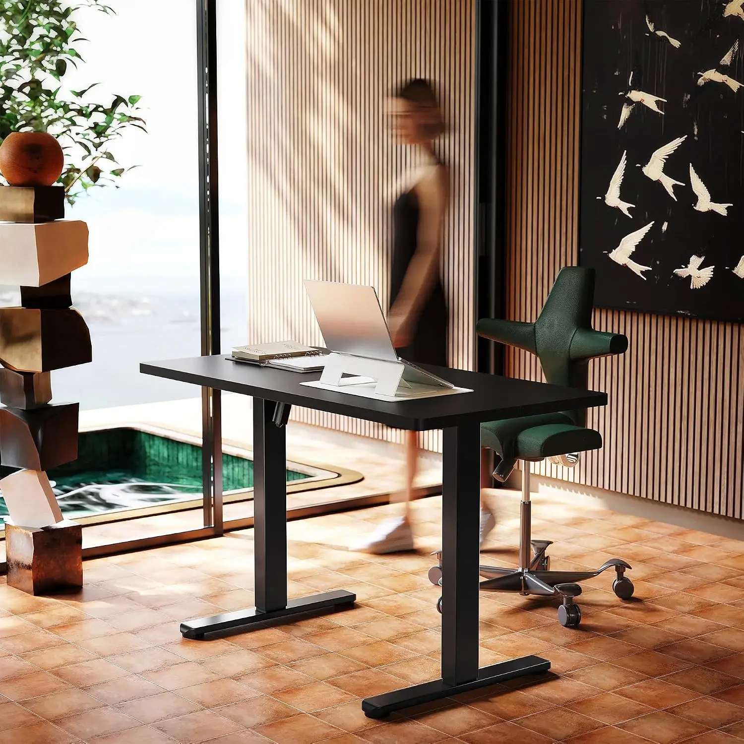 Electric Standing Desk Height Adjustable 55x28 Inch Black, Customized