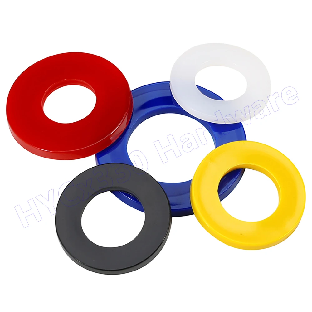 Colorful Nylon Gaskets Plastic Washer Inner Dia 2mm - 20mm Insulated Round Flat Spacer Red Yellow Blue White Black