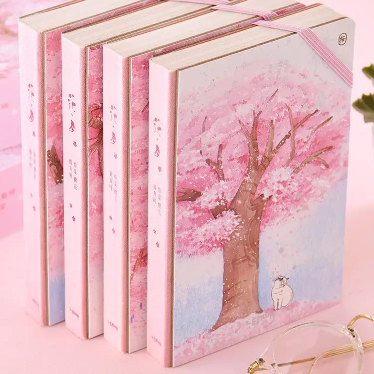 Creative Fashion Color Page Notebook Sketchbook Beautiful Cherry Blossom Sakura Notebook Gift Box New