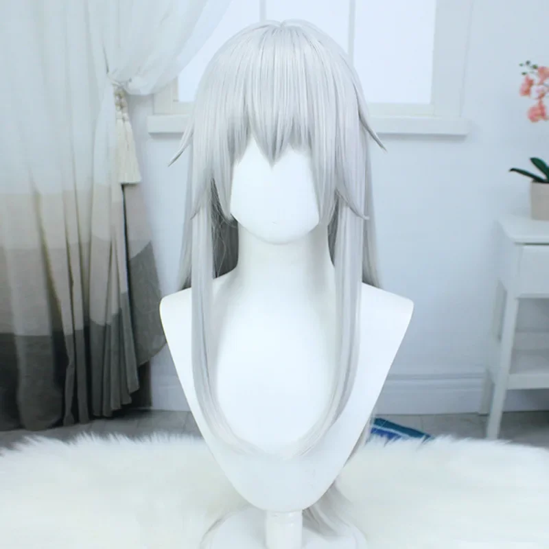 Gojo Satoru Anime Cosplay Perücke: Lange, glatte Damenperücke aus hitzebeständiger Kunstfaser mit Pony für Halloween