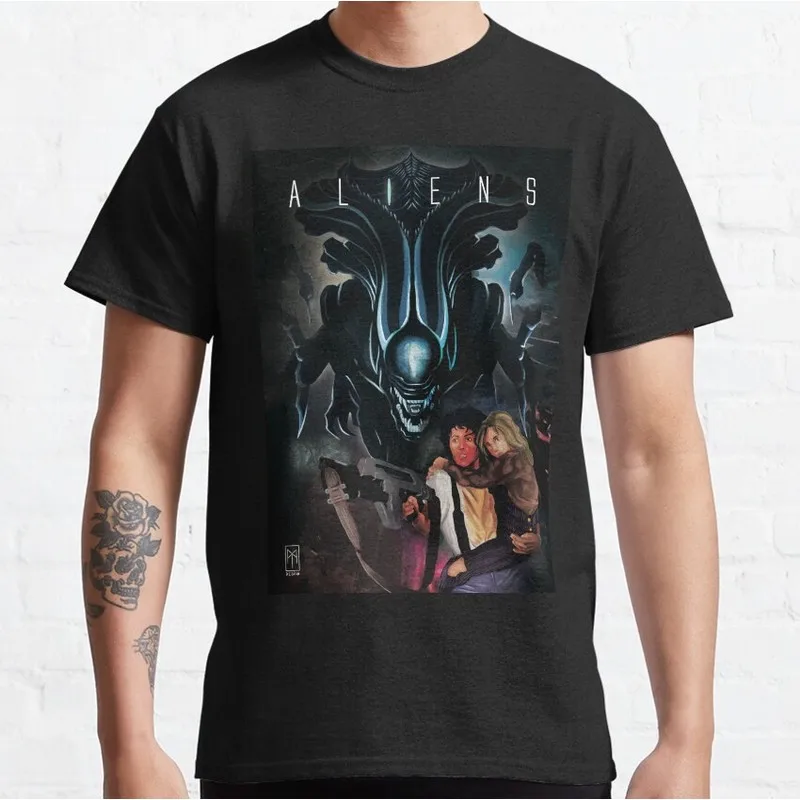 Aliens Alien Movie Graphic T‑Shirt Vintage Sci‑Fi Horror Xenomorph Print Tee Unisex Short Sleeve Casual Streetwear S-6XL