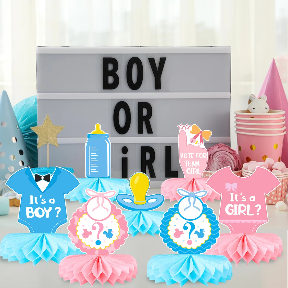 Gender Reveal Party Tablecloth Boy or Girl Baby Shower Decor Newborn Table Cover He Or She Gender Reveal Party Supplies