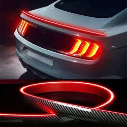 Car Carbon Rear Spoiler Sticker Led Strip Brake Light Turn Signal Lamp Flowing Waterproof Rear Tail Lights Car Rear Spoiler 12V