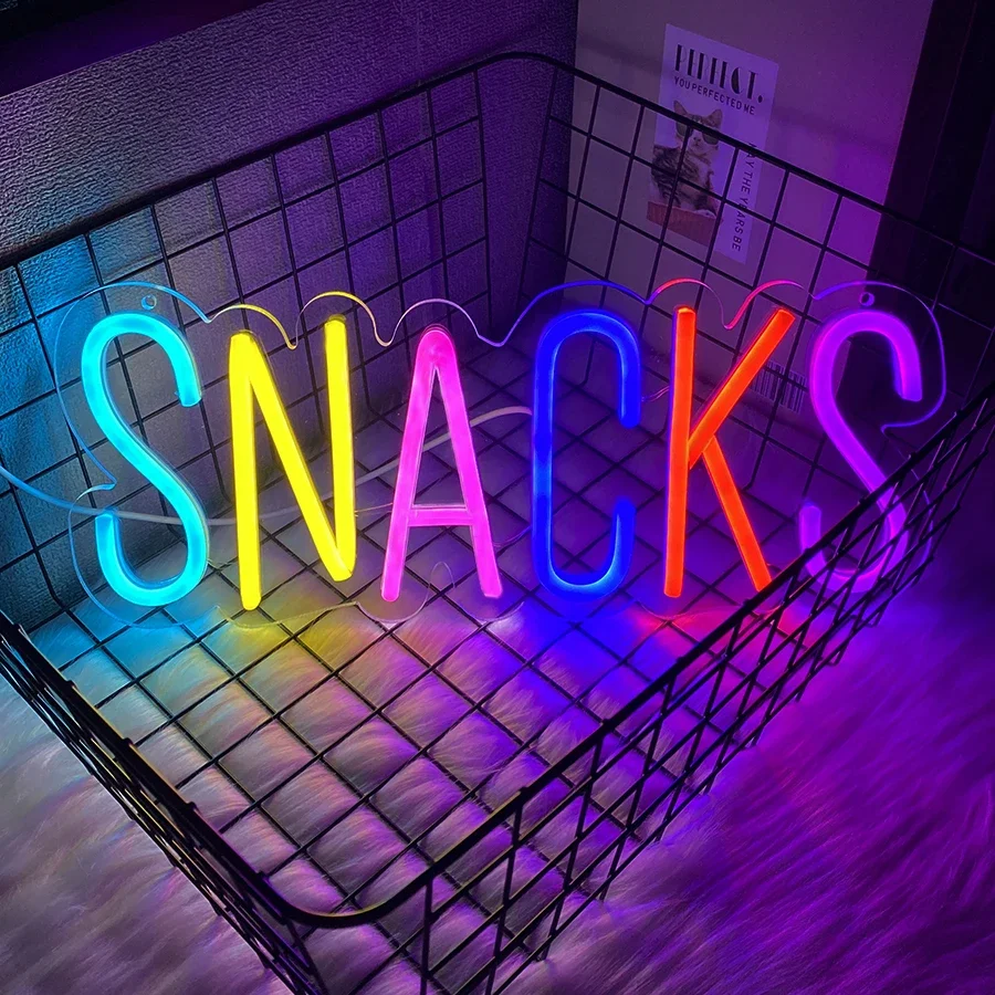 Señal de neón para Snacks, decoración artística de pared para Barra de aperitivos, luz de neón alimentada por USB, para cafetería, Mancave