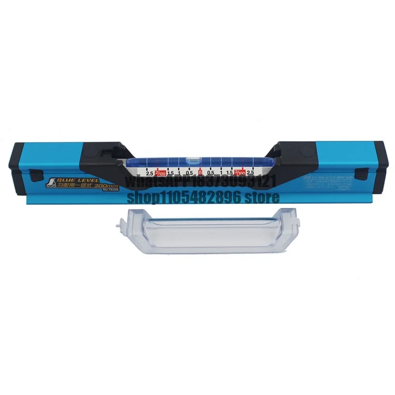 SHINWA Penguin Blue Slope Spirit Level Ruler Tube Vial with Luminous Sheet Fits Pipes Model 76358