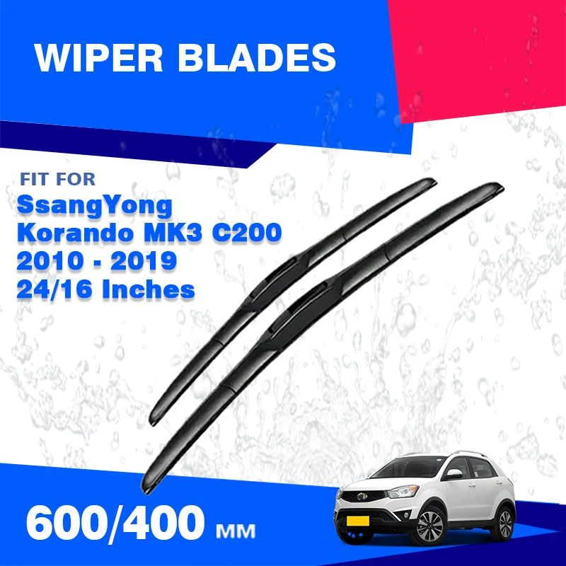 For SsangYong Korando Mk3 C200 2010 - 2019 Front Wiper Blade Turismo New Actyon Accessories Windscreen Windshield Window Brushes