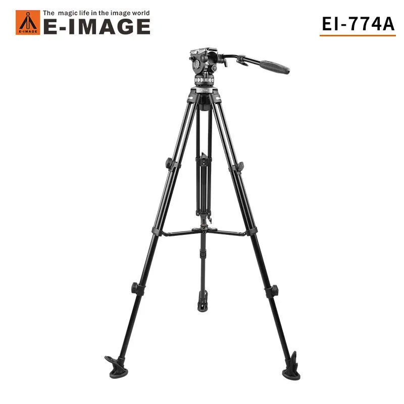 E-IMAGE Ei-774a Photography DSLR Tripod Aluminum Alloy 75 Ball Bowl Hydraulic Damping Pan Tilt