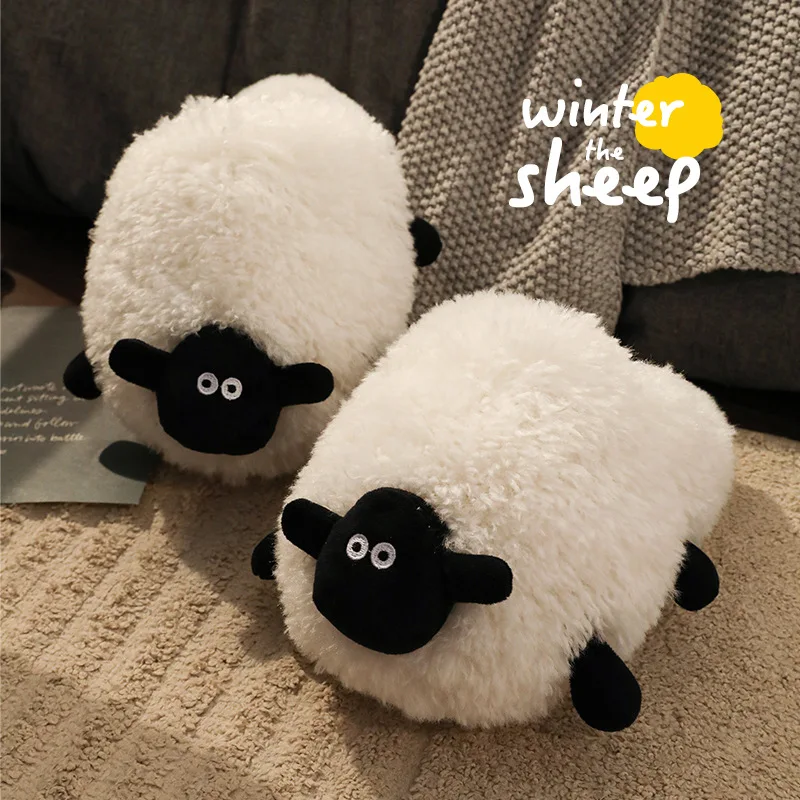 2024 new arrival furry slippers white sheep slippers girls gift flurry slides women Indoor floor design mules slippers