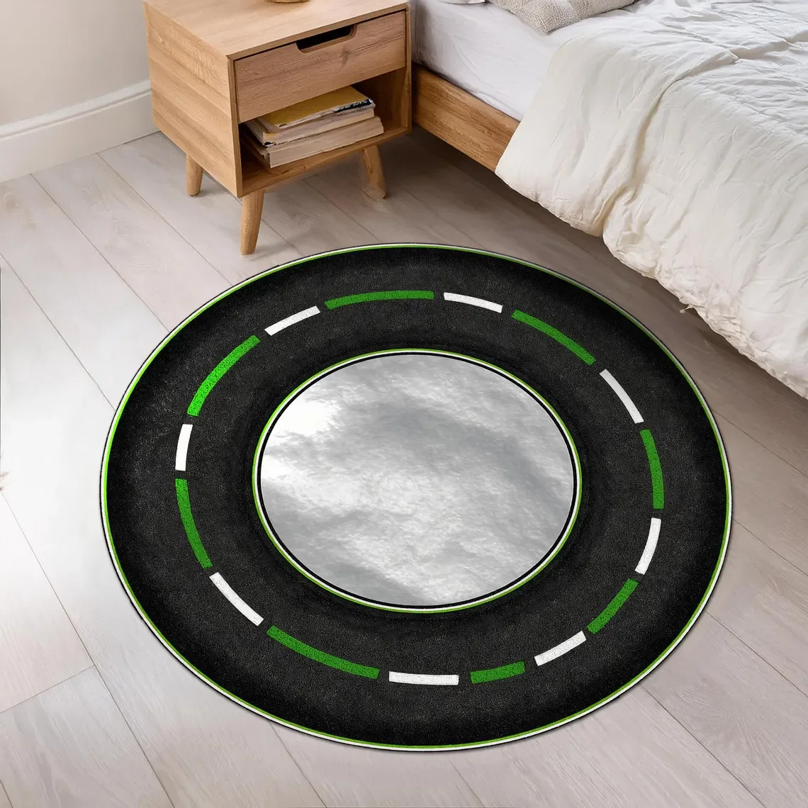 Round Racing Theme Play Rug – Fun Interactive Floor Mat for Kids’ Rooms and Play Areas