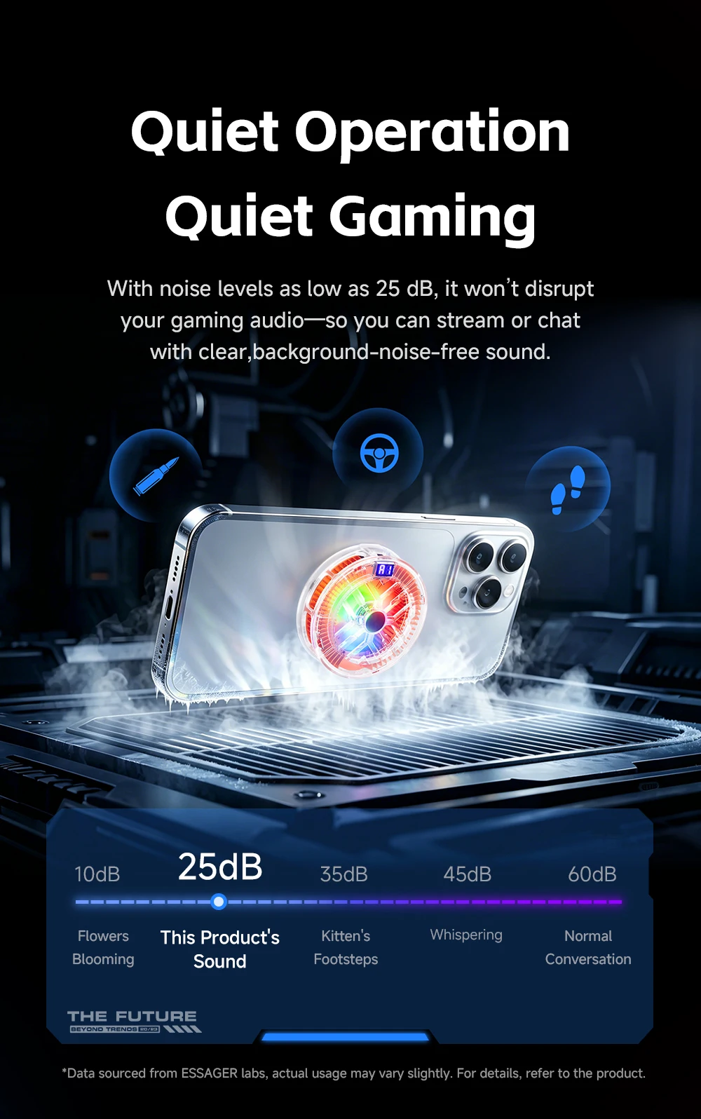 Essager Magnetischer Rückenclip 2-in-1 Telefonkühler Rückenclip Smart Digital Display RGB-Licht Geräuschloser Kühlventilator für iPhone Live – Detail 12
