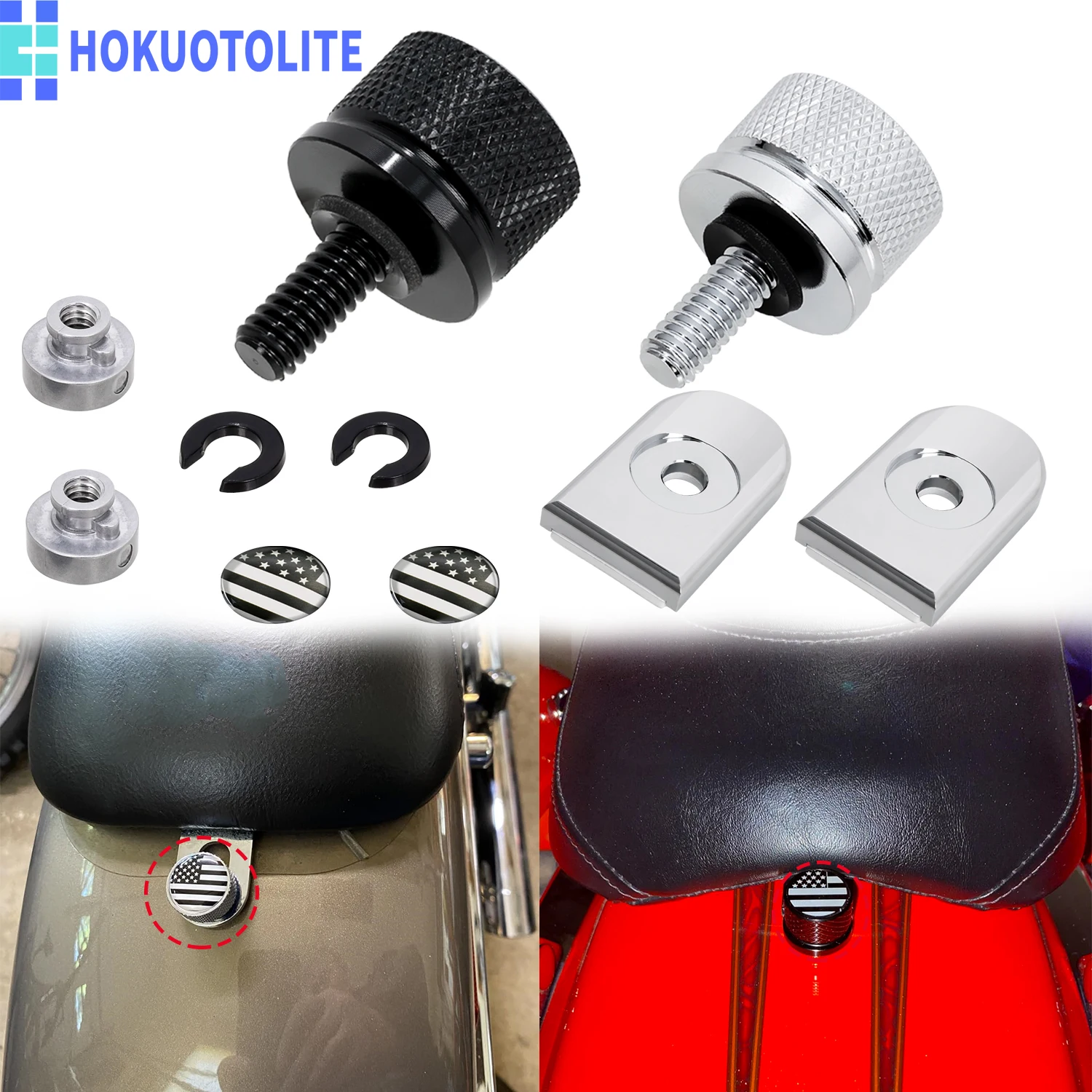 Motorcycle 1/4″-20 Thread Kit Rear Fender Seat Screw Bolt Nut For Harley CVO Sportster Dyna Softail Touring Street Road Glide