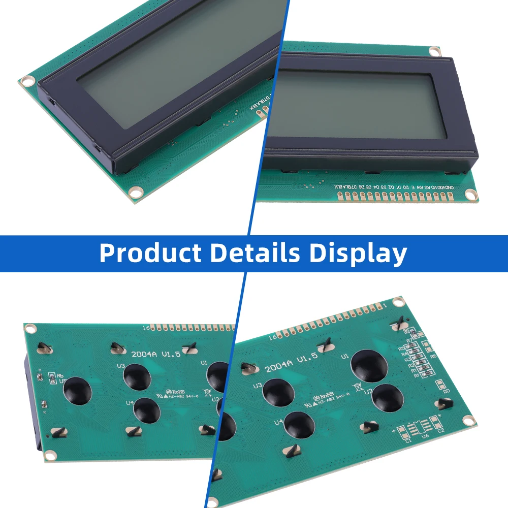 Écran LCD de haute qualité, film bleu glacier russe, lettres noires, technologie d'affichage LCM, matrice de points, 4x20mm, 98x60mm, ST7066U, 2004A