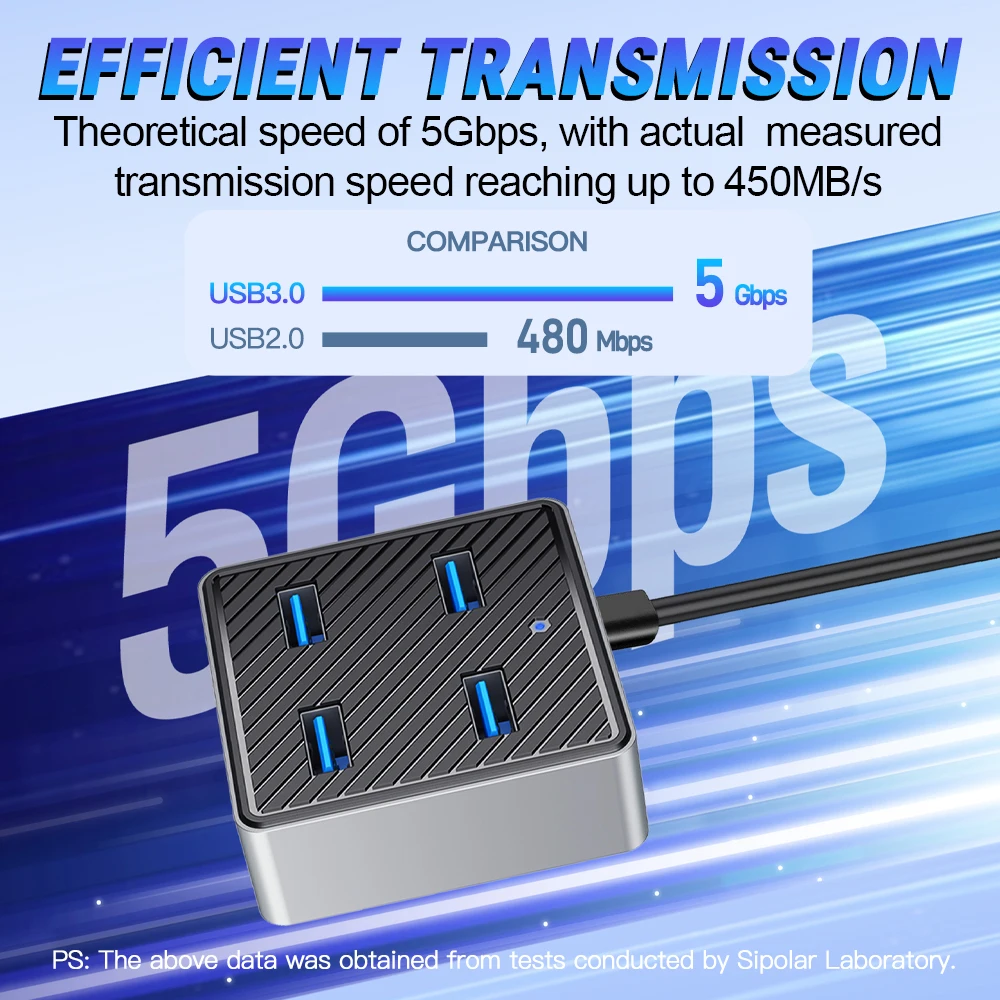 Usb 3.0 Hub 4 Ports Data  Hub Super Speed Metal Hub For Computer Accessories