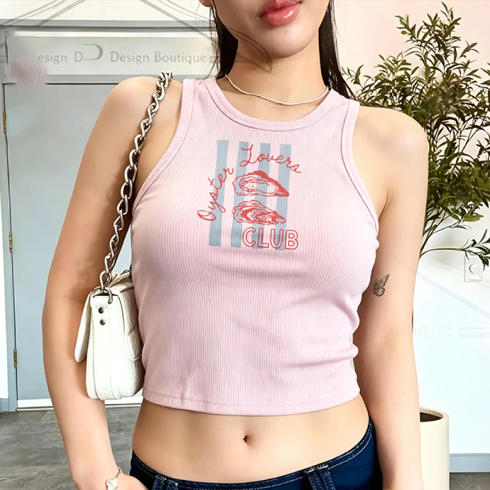 Ribbed Y2k Crop Top Camisole Ribbed Tank Oyster Lovers Club Vintage Retro Style Gift Idea for Her Him Tank Tops Women Clothing