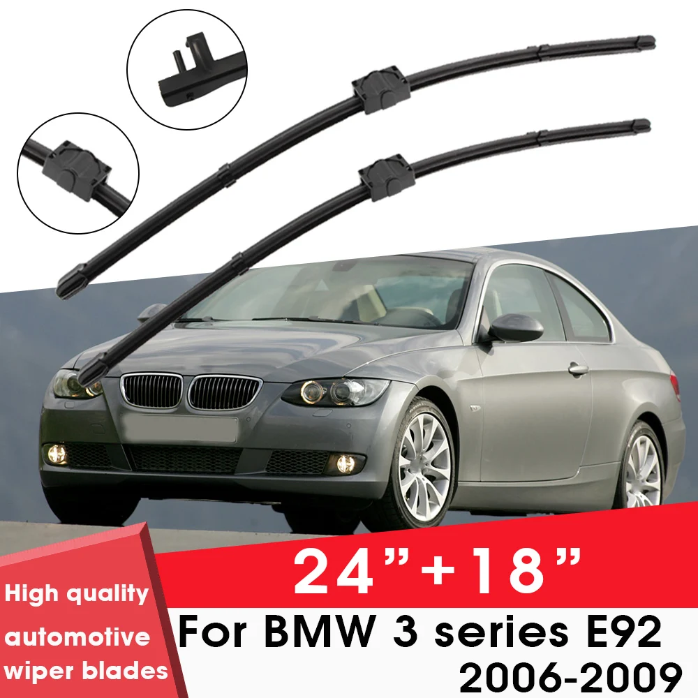 

Car Wiper Blade Blades For BMW 3 series E92 2006-2009 24"+ 18" Windshield Windscreen Clean Naturl Rubber Cars Wipers Accessories