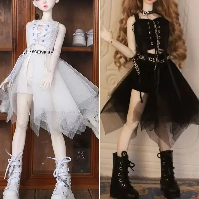 

Новая кукольная одежда 30/45/60 см для куклы 1/3 1/4 1/6 Bjd, черное платье, рабочие штаны, игрушки для девочек, аксессуары для кукол, без куклы