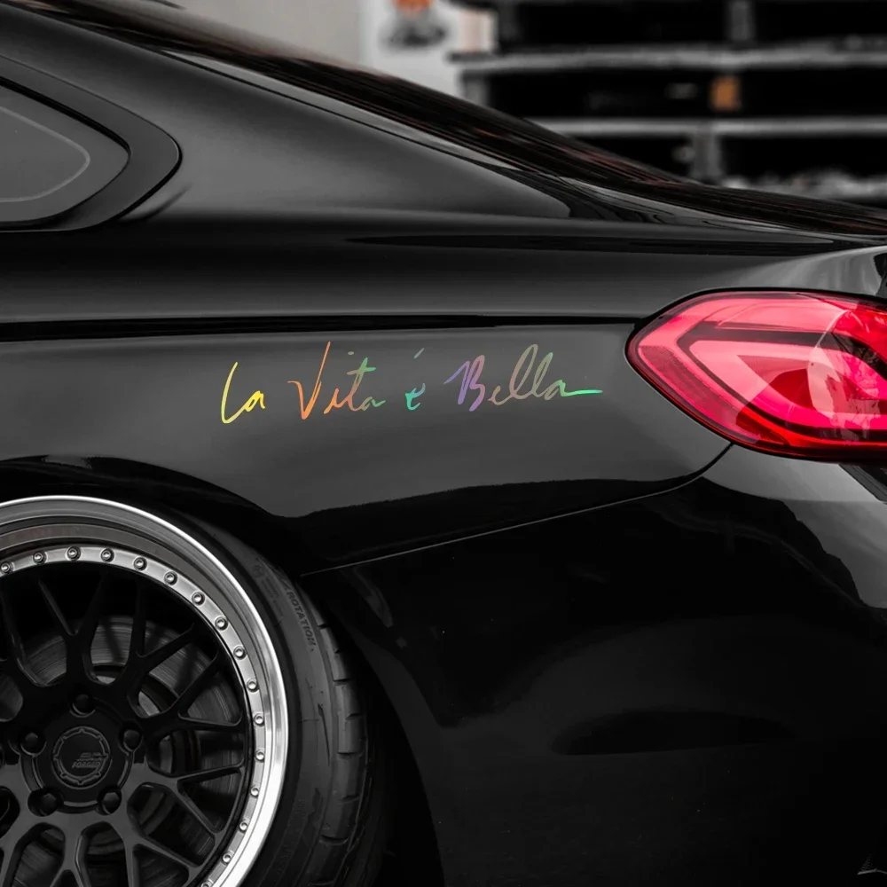 

Creative Window Full Body Head Auto Styling Accessories La Vita e Bella Letters Reflective Car Sticker Decals Vinyls Fashion