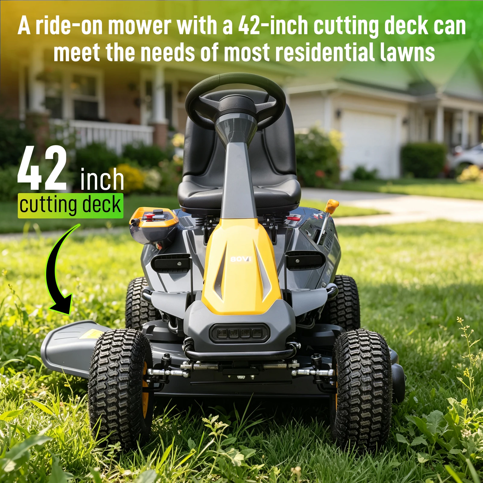 MMS Electric Riding Lawn Mower Includes (6) 40V 6.0Ah Batteries and Charger Riding Lawn Tractor with 42