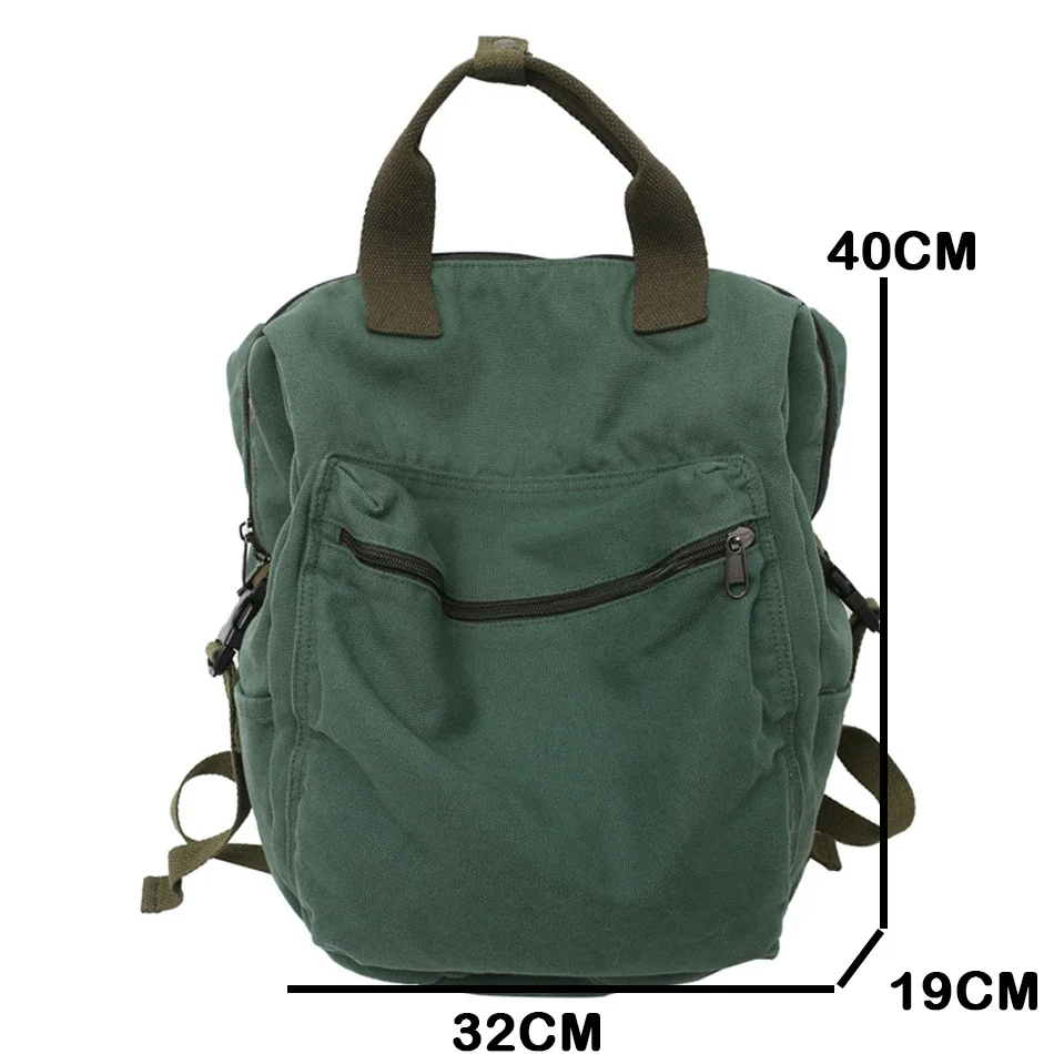 New Solid Color Women Canvas Backpack Vintage School Bag for Teenage Girl 2024 Outdoor Travel Handbag Purses Book Bag Rucksack