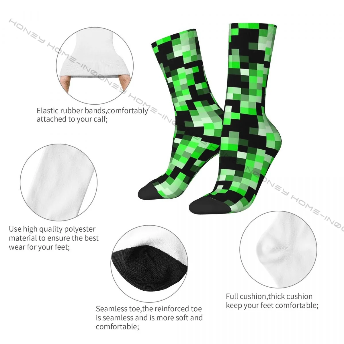 Funny Crazy Sock for Men Creeper S Hip Hop Vintage Seamless Pattern Printed Boys Crew Sock Novelty Gift