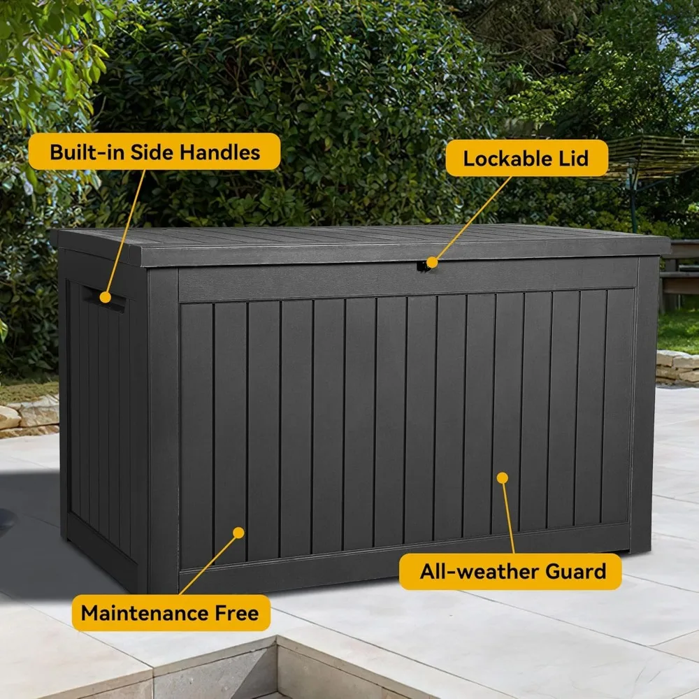 230 Gallon Deck Box, Extra Large Outdoor Storage Box for Gardening Tools, Pool Floats, Patio Cushions, Waterproof