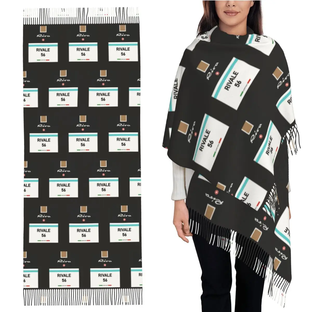 

Rivale Riva Aquarama Italy French Riviera Monaco Scarf Tassel Scarves for Women Shawls and Wraps Long Fall Winter Shawl Wrap