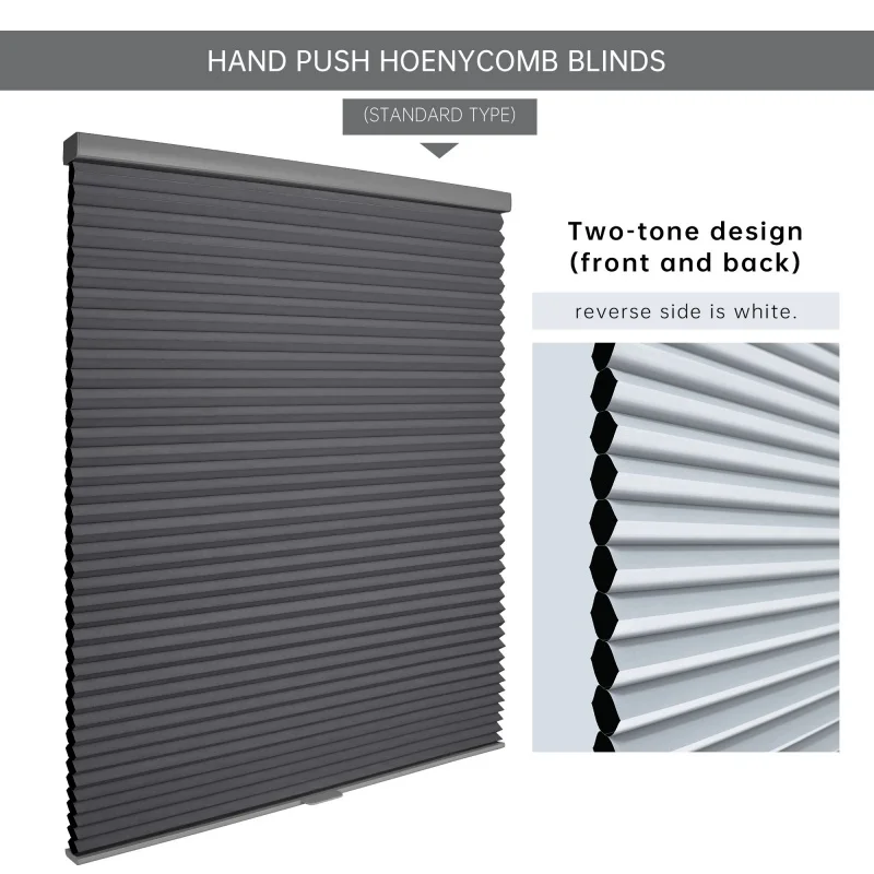 Easy To Install Cellular Shades Heat Insulate Aluminum Blackout Film Single Cell Manual Cordless Honeycomb Blinds For Bedroom