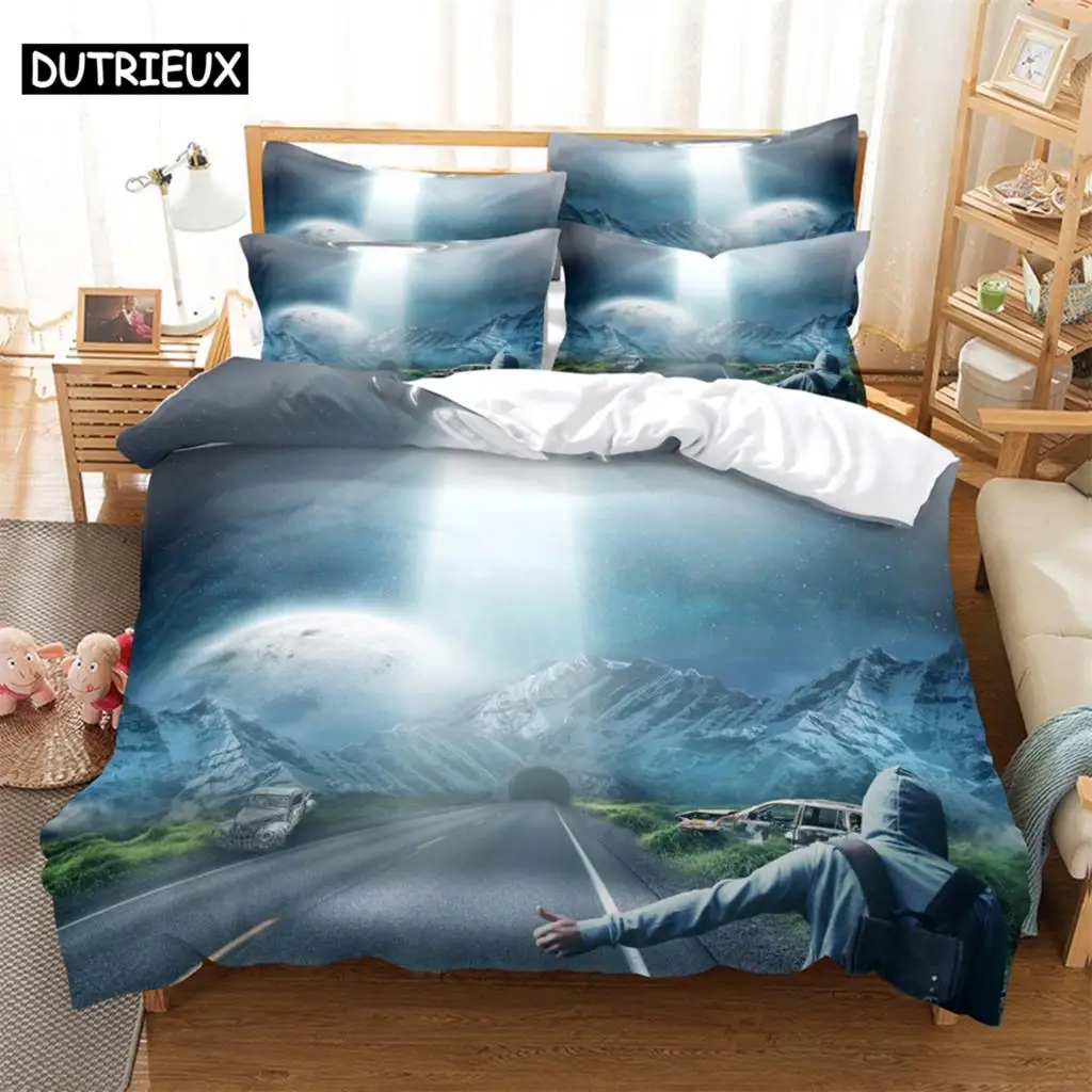 Road Bedding 3-piece Digital Printing Cartoon Plain Weave Craft For North America And Europe  Bedding Set Queen