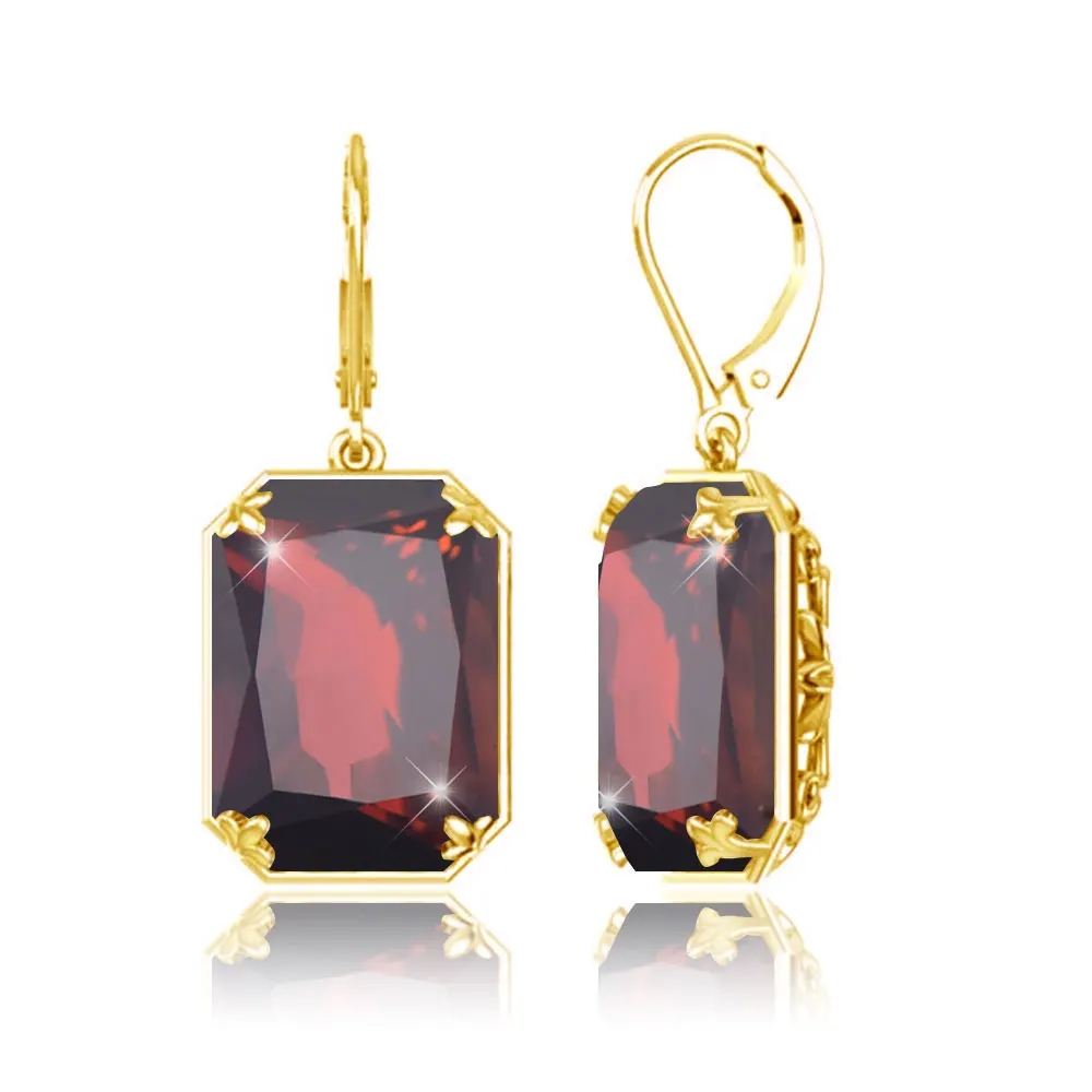Szjinao Gelbgold Citrin Tropfen Ohrringe für Frauen mit 13*18mm Stein Großer Luxus Schmuck Geschenk zum Geburtstag Hohe Qualität Verkauf