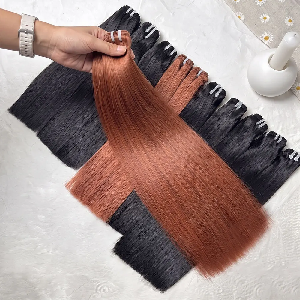 2 3 4 Pcs Vietnamese 30# Auburn Brown Bone Straight Bundles 100% Human Hair 22 24 26 Inch Real Remy Weave Silky Raw Hair Colored Unprocessed Double Weft Thick Full Ends Premium Human Hair Bundles Extensions Natural Black