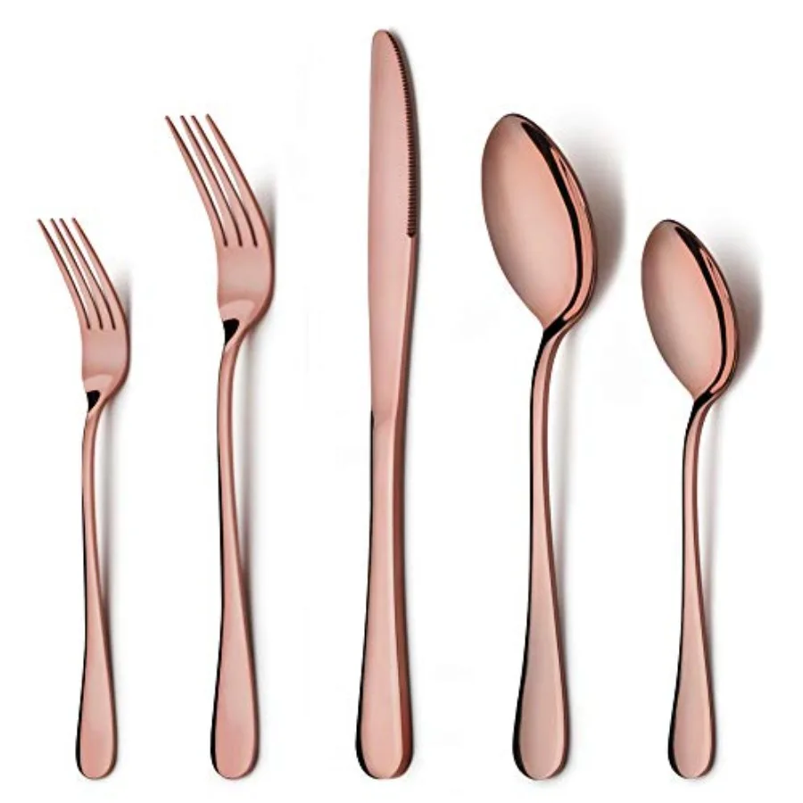 

60-Piece Stainless Steel Cutlery Set for 12 Mirror Finish Copper Silverware Ideal for Home Hotel Wedding Festival Party Dishwas