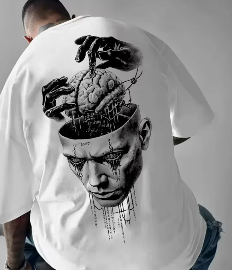 Brain and Hands Graphic Men'S Short Sleeve T-Shirt Slight Stretch Regular Fit Crew Neck All-Season Valentine'S Day Gift T-Shirt