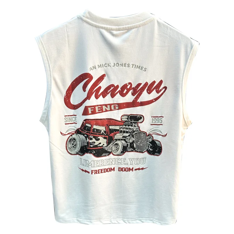 Summer new American loose vest men's sports sleeveless T-shirt printed fitness basketball  sweatshirt