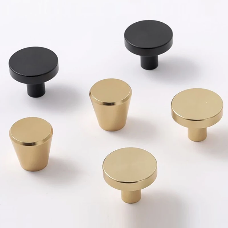 

4PCS Aluminum Alloy Handle Circular Gold Cabinet Shoe Cabinet Drawer Wardrobe Door Handle Furniture Hardware Single Hole Handle