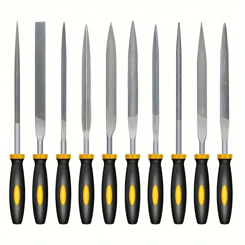 Premium Needle File Set - High-Carbon Steel Files with Non-Slip Ergonomic Handles for Precise Filing on Wood, Plastic, Model
