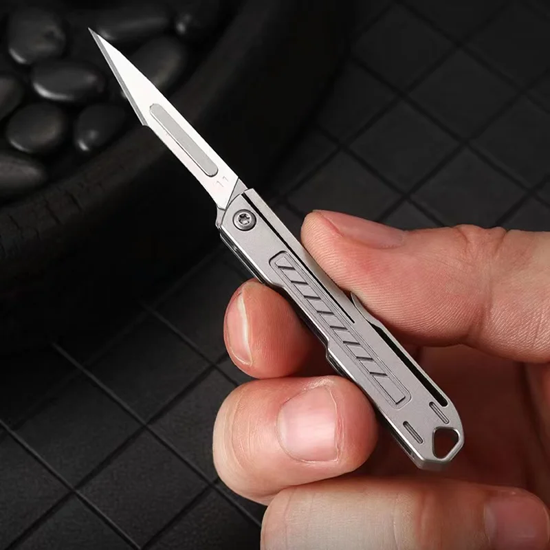 New Titanium Alloy Mini Folding Multifunctional Keychain Art Knife EDC Express Portable Folding Knife titanium knife