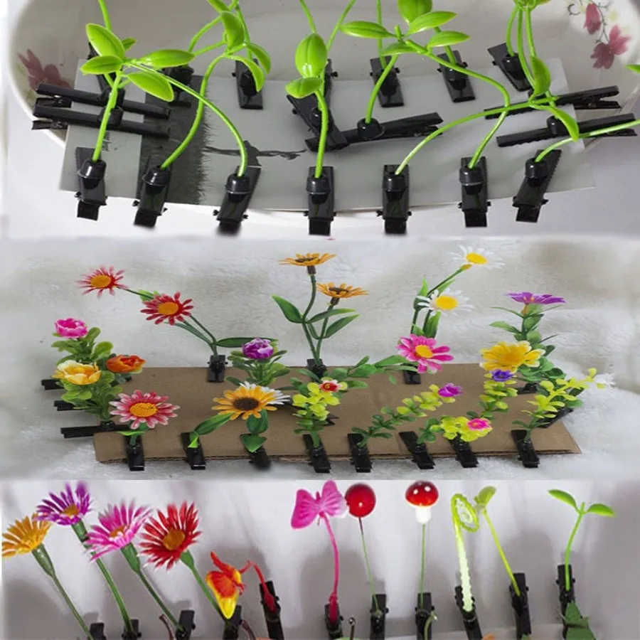 Funny bean sprouts decorated with hair clips night market one-yuan fruit stall head ornaments hair clips grass ornaments hair a - Detail 1
