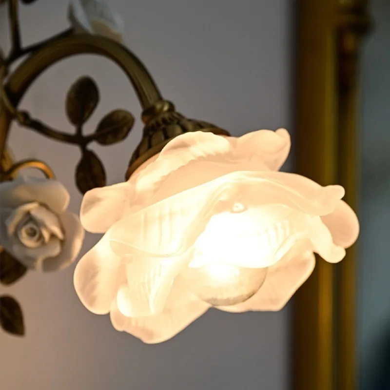 Vintage Wall Lamp Copper Glass Creative Living Room Entrance Wall Light LED Bedroom Beside Night Lamps Interior Decor Lighting