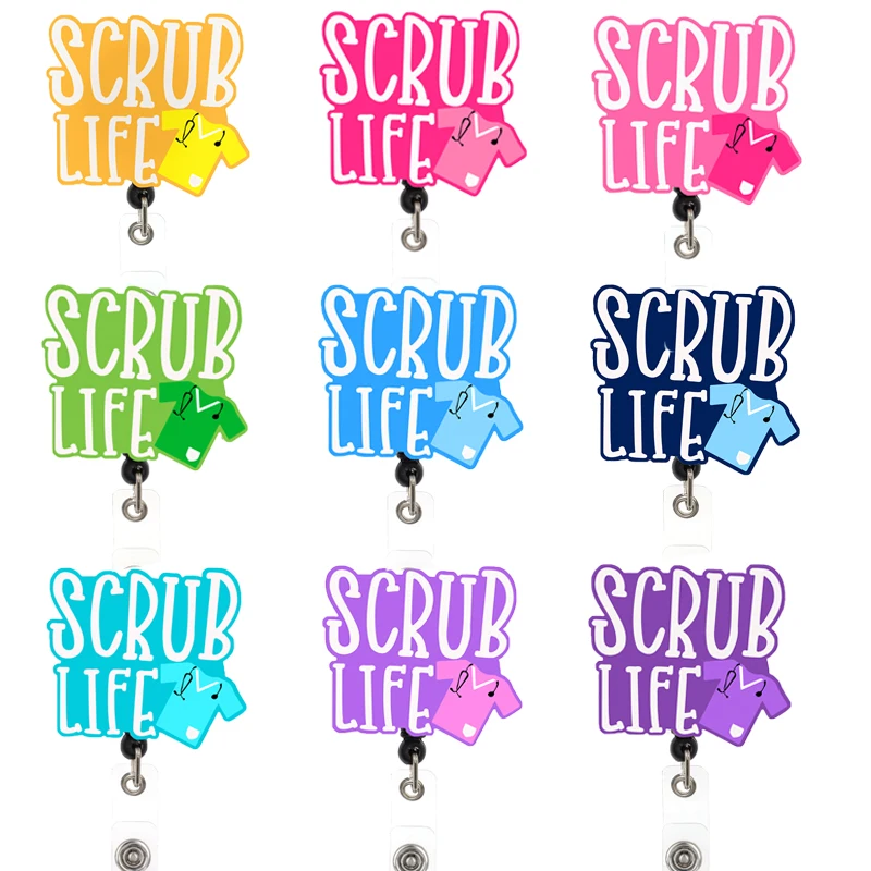 1/5/10pcs/Lot Acrylic Medical Scrub Life Nursing Student Badge Reel Holder For Nurse Accessories Scrub Life Badge Holder