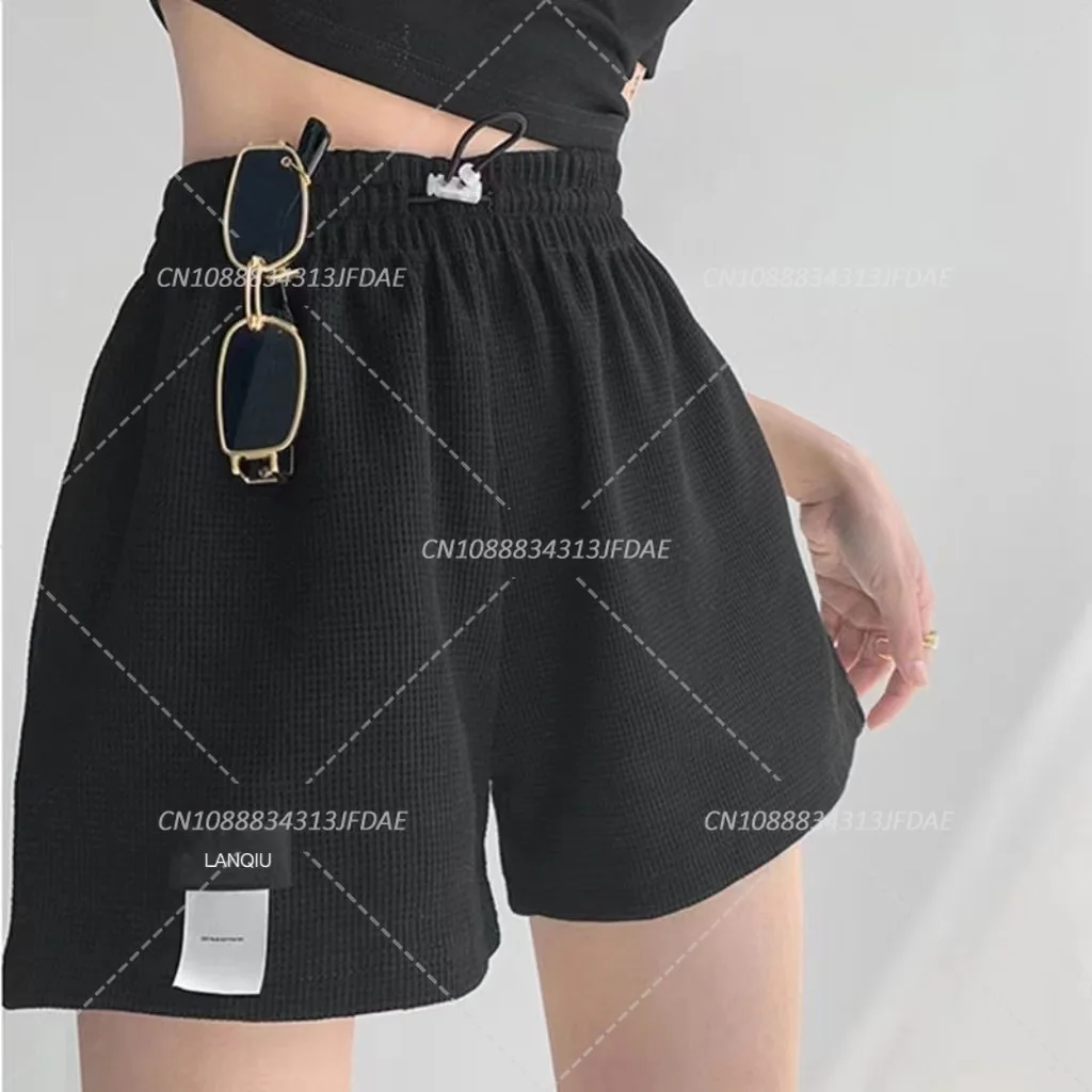 กางเกงขาสั้นสตรีเอวสูงกีฬากางเกงขาสั้นหลวมกางเกง Casual ความงาม Elastics กางเกงขาสั้นหญิง Solid Homewear