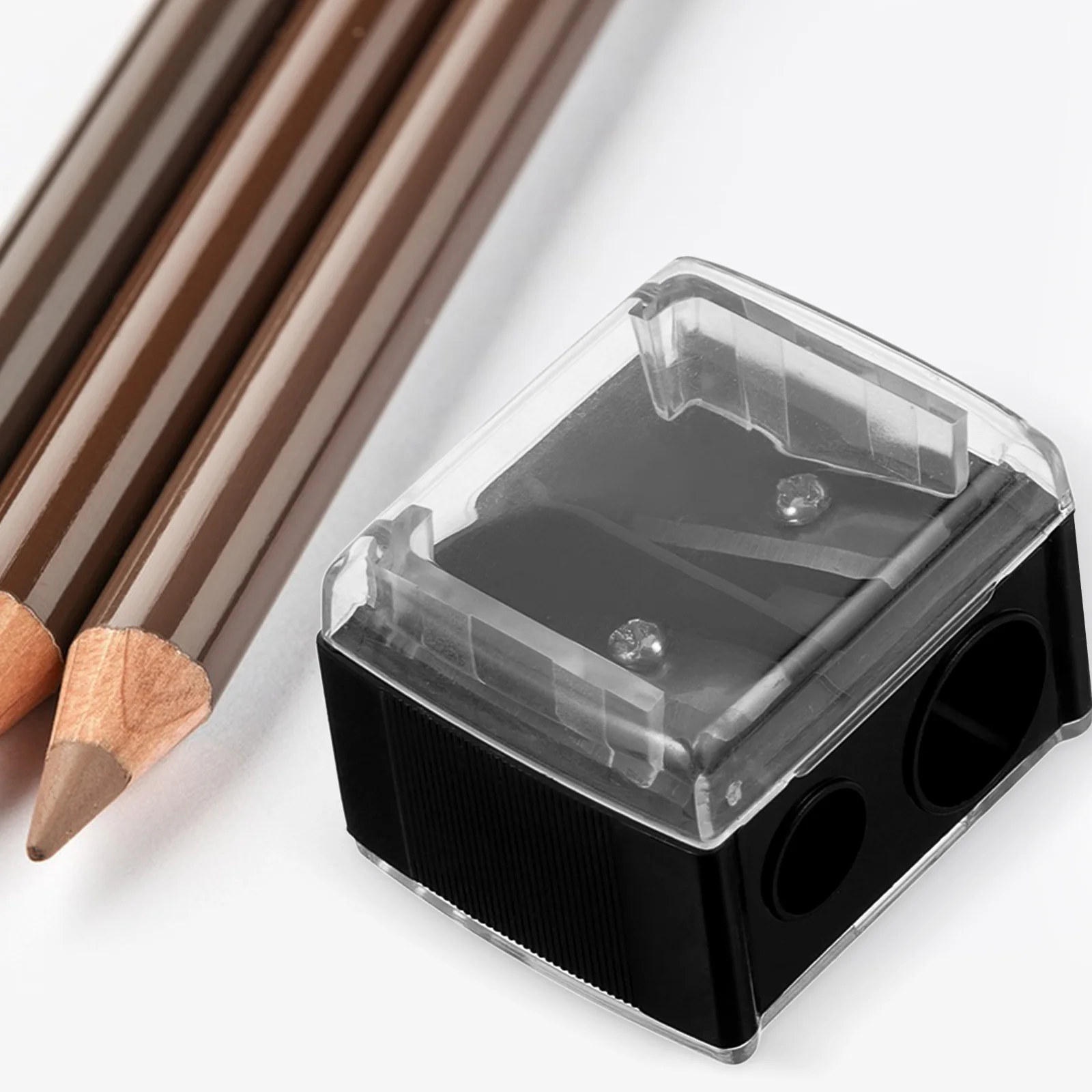 1pc Doppel Loch Bleistift Spitzer Bleistift Spitzer für Augenbraue Lip Liner Eyeliner (Schwarz)