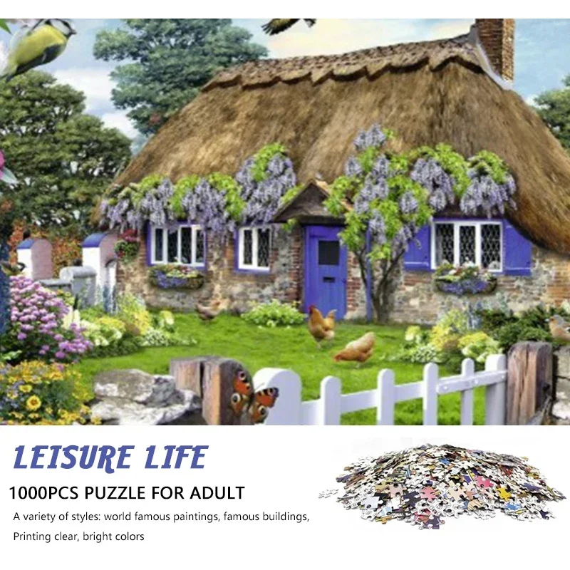 

High Quality 70cm*50cm 1000pcs Leisure life Jigsaw Puzzle Adult Stress Relief Beautiful Landscape Painting Puzzle Wall Decor