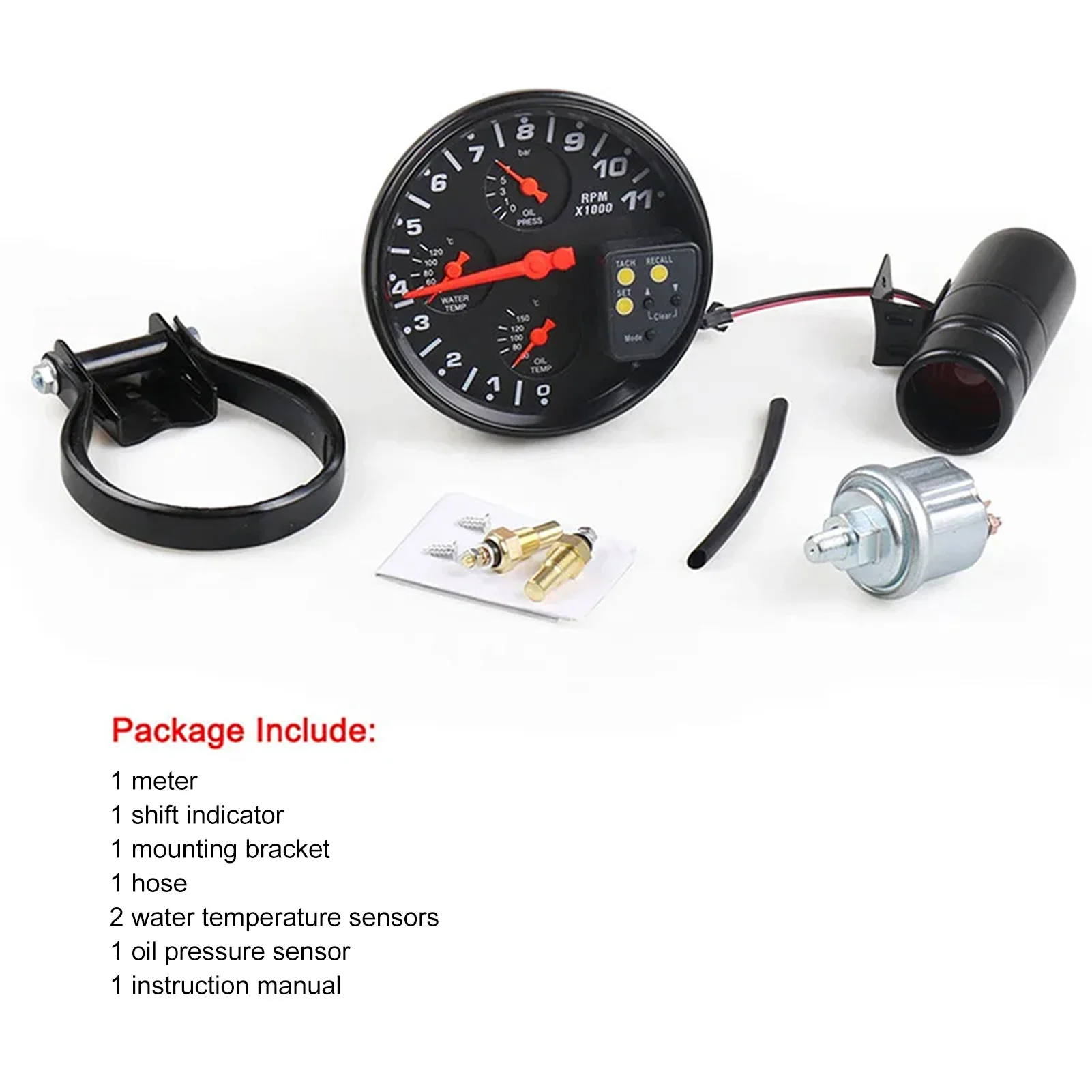 

5-inch Car Tachometer Oil Temperature Gauge Oil Pressure Meter – Ideal for Racing and Daily Driving