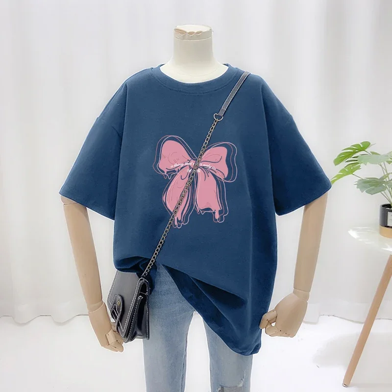 EBAIHUI 100% Cotton L-6XL T Shirt Plus Size Tshirt Short Sleeve Women Top Summer Butterfly Print Couple O Neck Oversize T Shirts