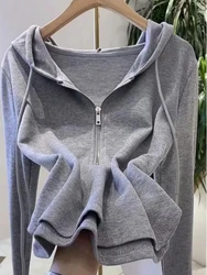 Female Clothes Grey Hooded Pink Hoodies with Zipper Sweatshirts for Women Tops Plain Full Zip Up Aesthetic Autumn and Winter E M