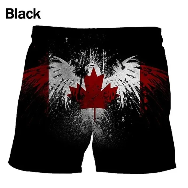 Summer Casual Vacation Beach Shorts Canadian Flag 3D Printed Surfboard Shorts Outdoor Hawaii Beach Pool Party Men's Casual Short