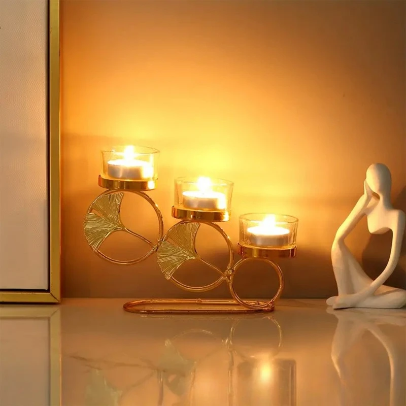 New Golden Wrought Iron Candlestick Romantic Atmosphere Wedding Valentine's Day Christmas Table Decoration Candlestick